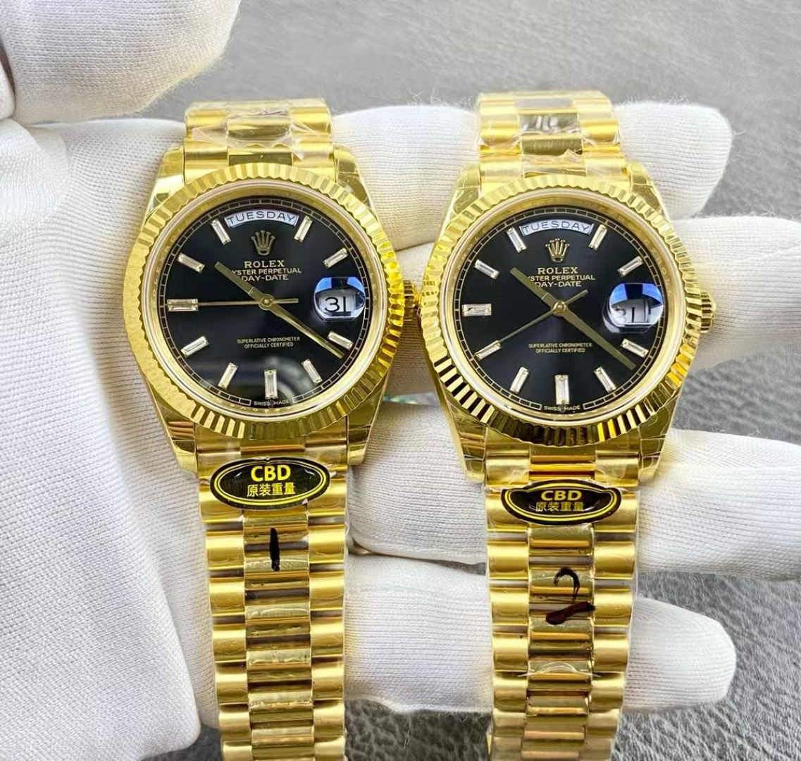 Rolex Day-Date 40mm Yellow-gold-tone Bright Black Index Dial Fluted Bezel President 1:1 Superclone - CBD factory view