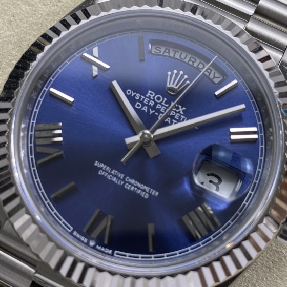 Rolex Day-Date 40mm White Gold Bright-Blue Dial 228239 1:1 Superclone