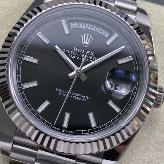 Rolex Day-Date 40mm White Gold Bright-Black Dial 228239 1:1 Superclone