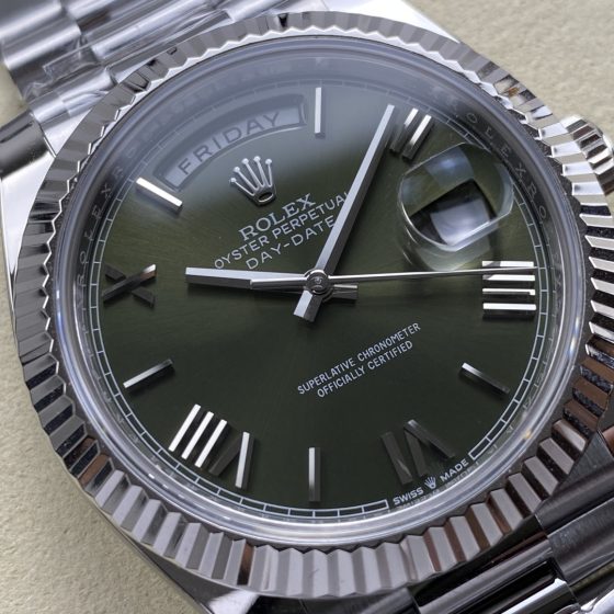 Rolex Day-Date 40mm White Gold Olive-Green Dial 228239 1:1 Superclone