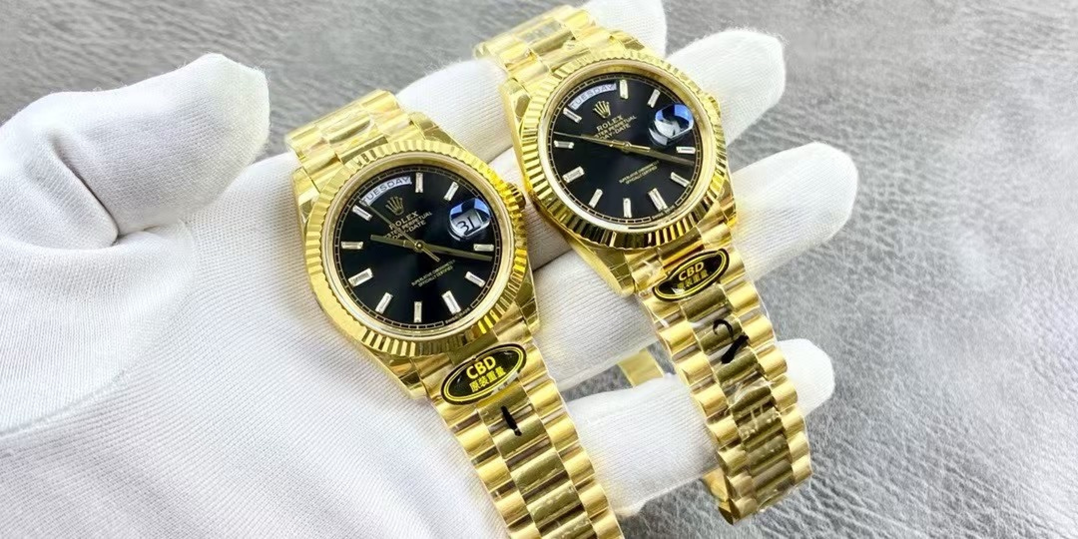 Rolex Day-Date 40mm Yellow-gold-tone Bright Black Index Dial Fluted Bezel President 1:1 Superclone - CBD factory view