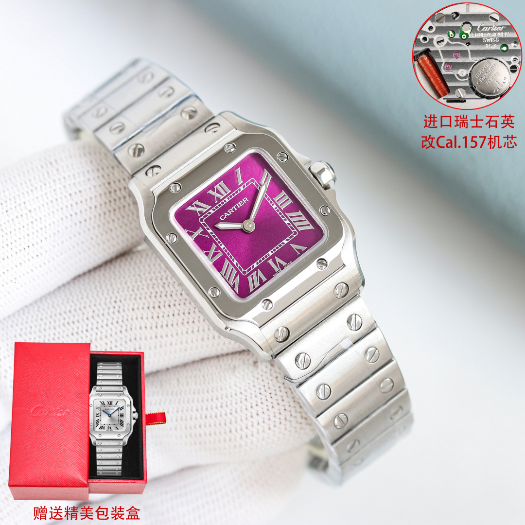 Cartier Santos Silver dial 27 mm CLF Factory Configuration D14A70 1:1 Superclone - Image 6