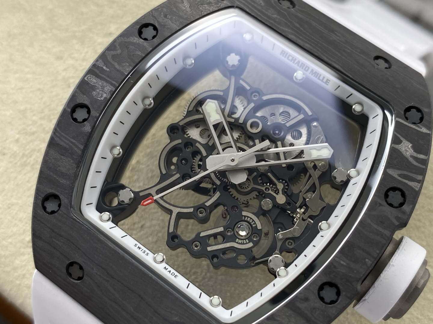 Richard Mille RM 055 RM055 Carbon composite Rubber strap 49.90 x 42.70 mm Configuration 5074DC 1:1 Superclone - Image 11