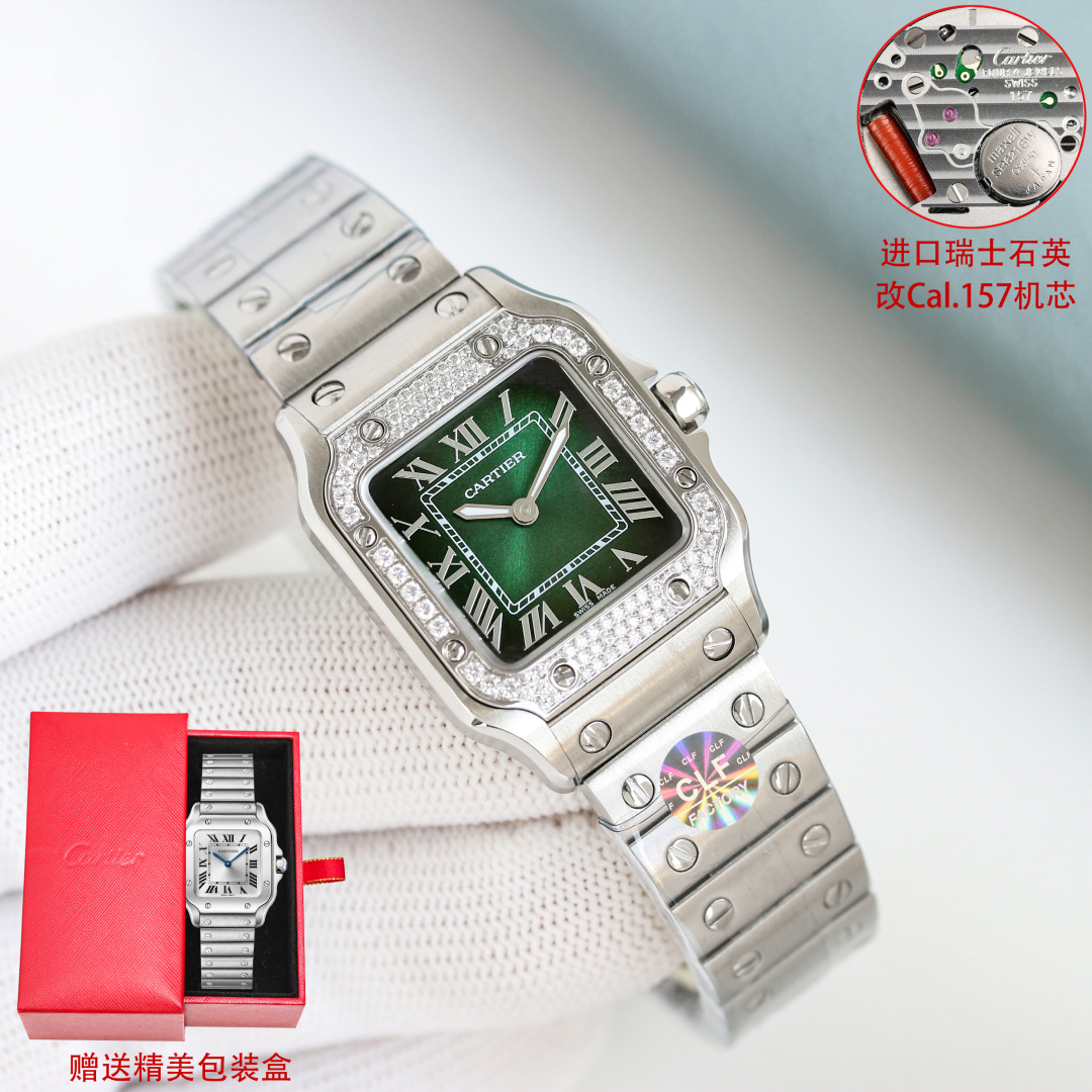 Cartier Santos Silver dial 27 mm CLF Factory Configuration 63DC3C 1:1 Superclone - Image 6