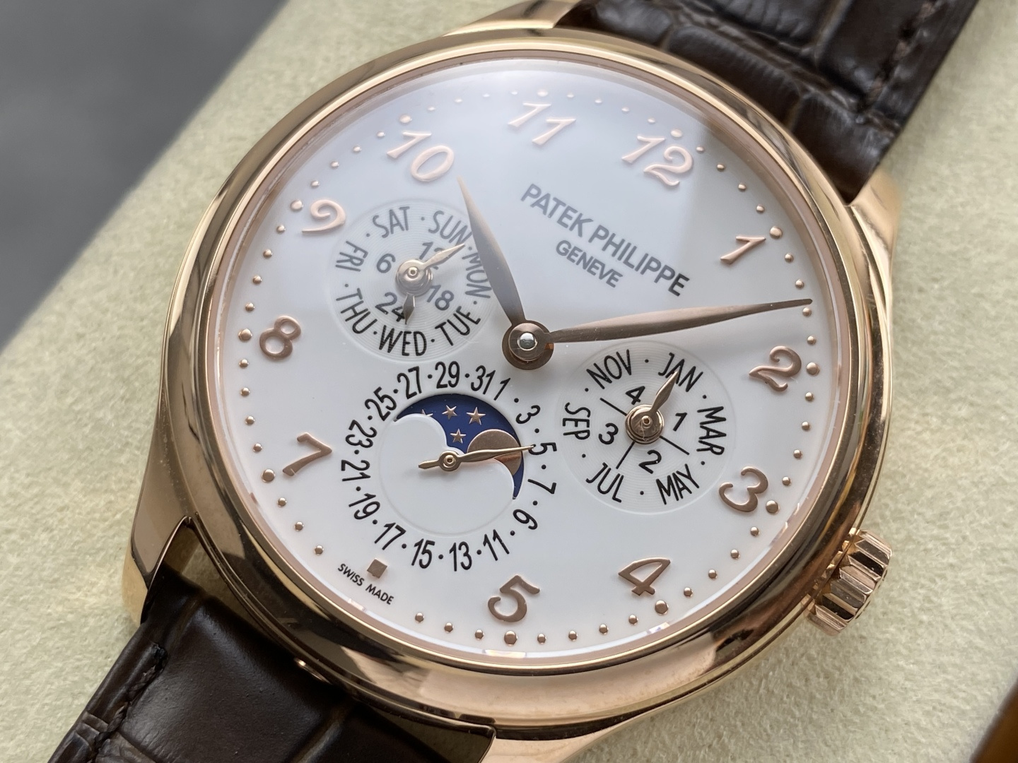 Patek Philippe Grand Complications Leather strap 39 mm Moon phase Automatic 3K Factory Configuration 629021 1:1 Superclone - Image 9