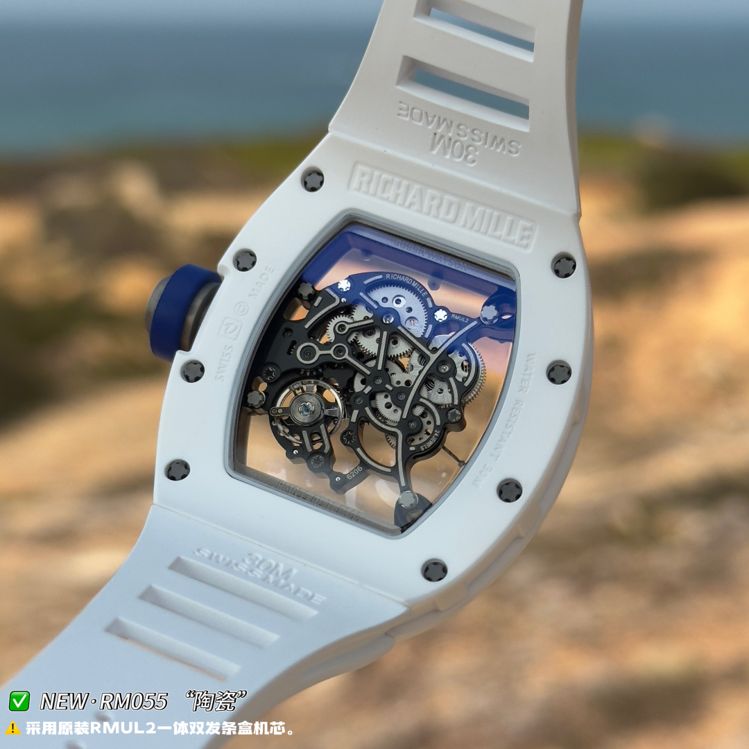 Richard Mille RM 055 RM055 White Ceramic Rubber strap 49.90 x 42.70 mm Configuration B5006C 1:1 Superclone - Image 8