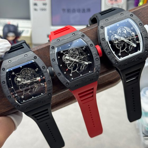 Richard Mille RM 055 RM055 Black Carbon composite Rubber strap 49.90 x 42.70 mm Configuration 0C3437 1:1 Superclone