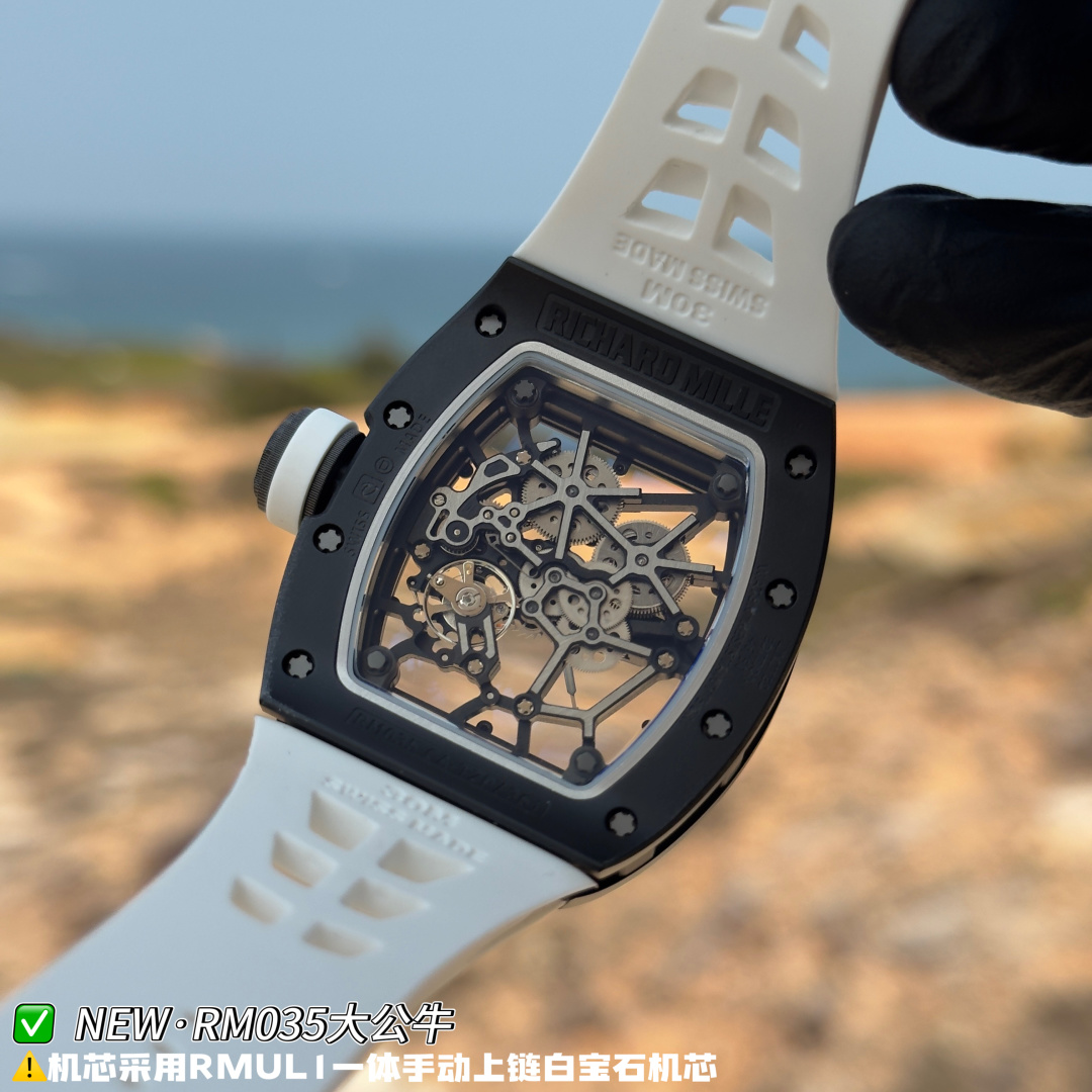 Richard Mille RM 035 RM035 Black Rubber strap Manual-wind Configuration 91937B 1:1 Superclone