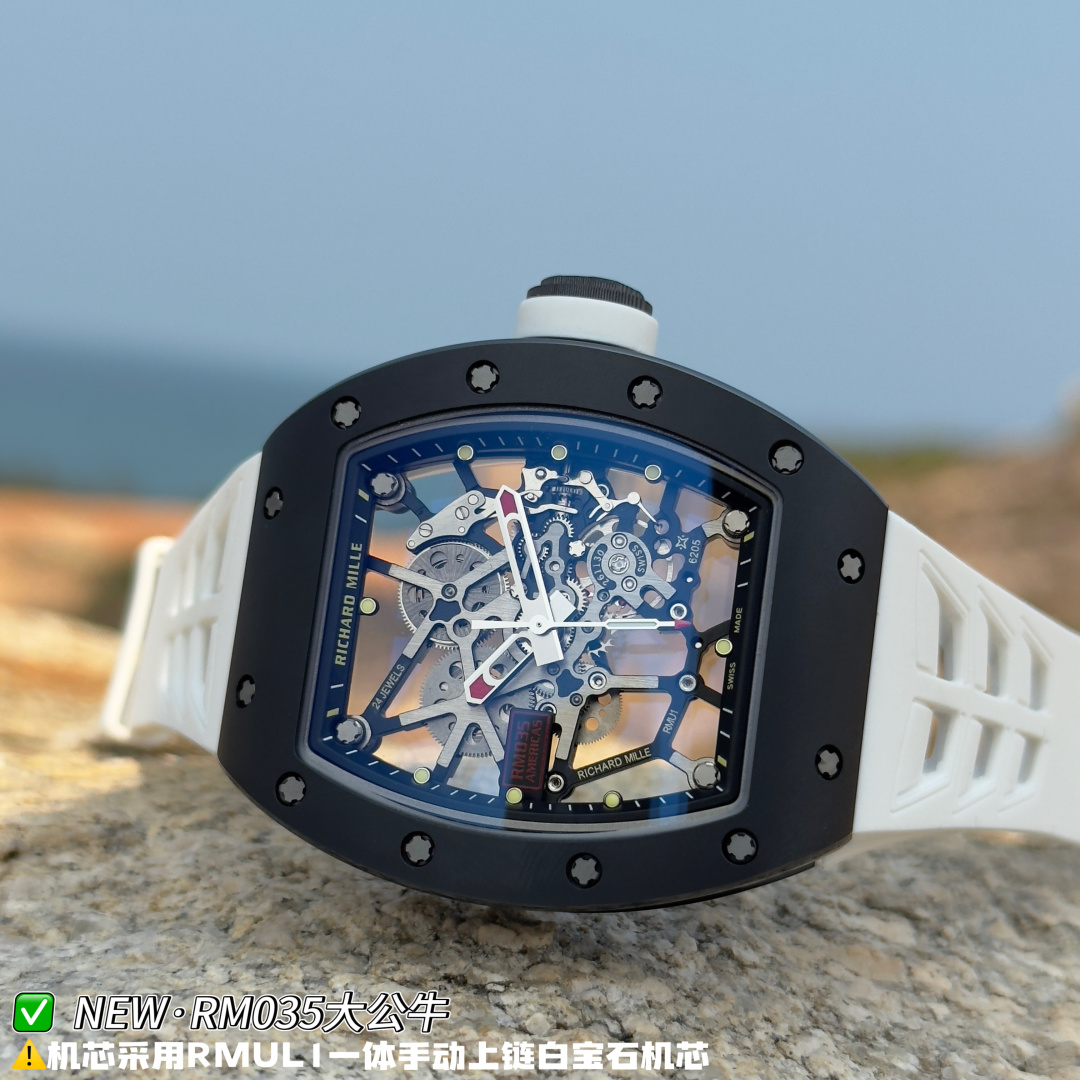 Richard Mille RM 035 RM035 Black Rubber strap Manual-wind Configuration 91937B 1:1 Superclone - Image 3
