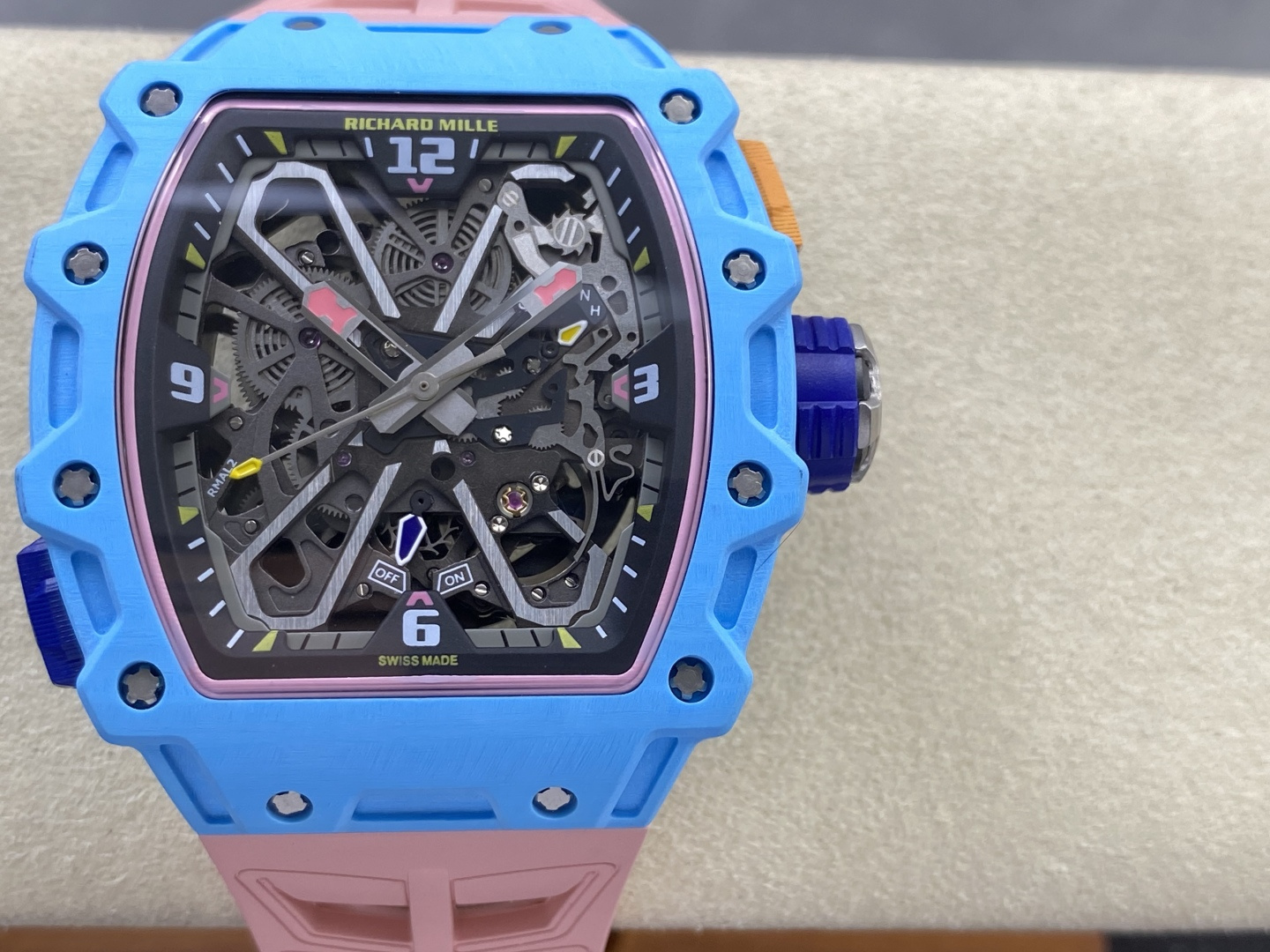 Richard Mille RM 035 RM35 Carbon composite 43.15 x 49.95 mm Skeleton / openworked CLEAN Factory Configuration FDC8A8 1:1 Superclone - Image 12
