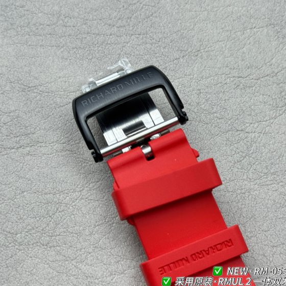 Richard Mille RM 055 RM055 Black Carbon composite Rubber strap 49.90 x 42.70 mm Configuration 3C463A 1:1 Superclone