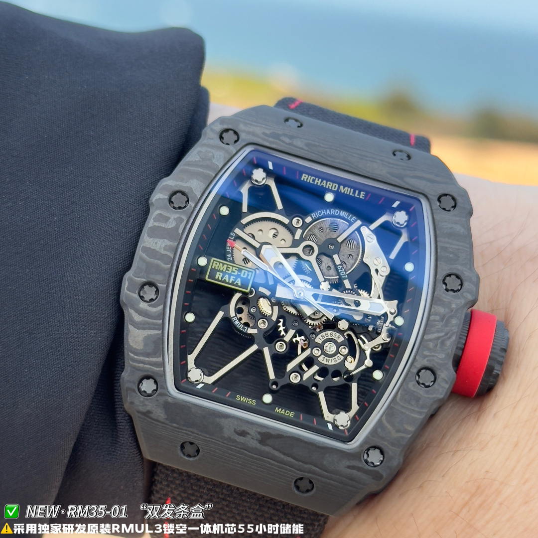 Richard Mille RM 035 RM35-01 Black dial Rubber strap Configuration 0FC32A 1:1 Superclone - Image 4