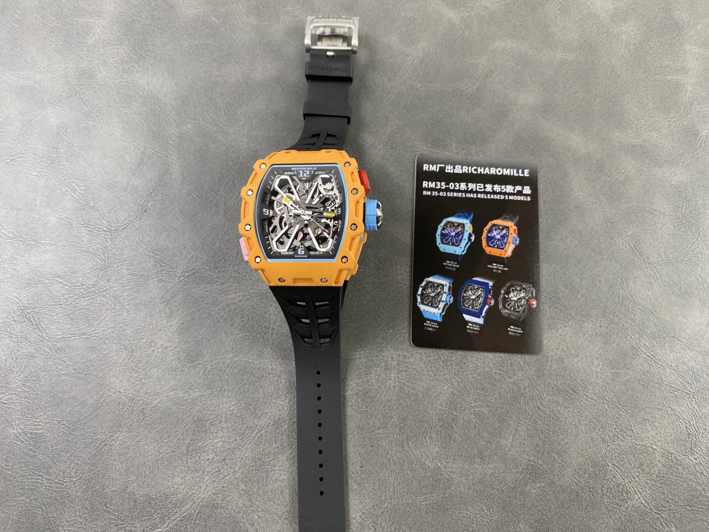 Richard Mille RM 035 RM35 Carbon composite 43.15 x 49.95 mm Skeleton / openworked CLEAN Factory Configuration 78BEE2 1:1 Superclone - Image 3