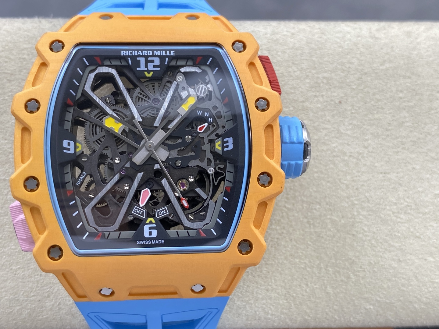 Richard Mille RM 035 RM35 Carbon composite 43.15 x 49.95 mm Skeleton / openworked CLEAN Factory Configuration EFEDF2 1:1 Superclone - Image 11