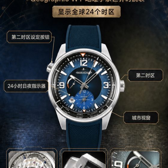 Jaeger-LeCoultre Polaris Stainless steel Gray dial 42 mm GMT / dual time Configuration D20878 1:1 Superclone