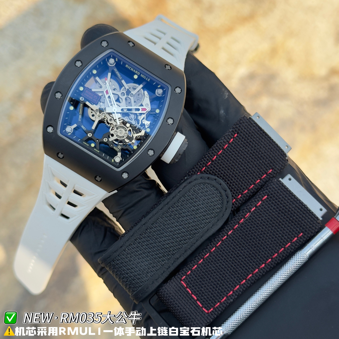 Richard Mille RM 035 RM035 Black Rubber strap Manual-wind Configuration 91937B 1:1 Superclone - Image 9