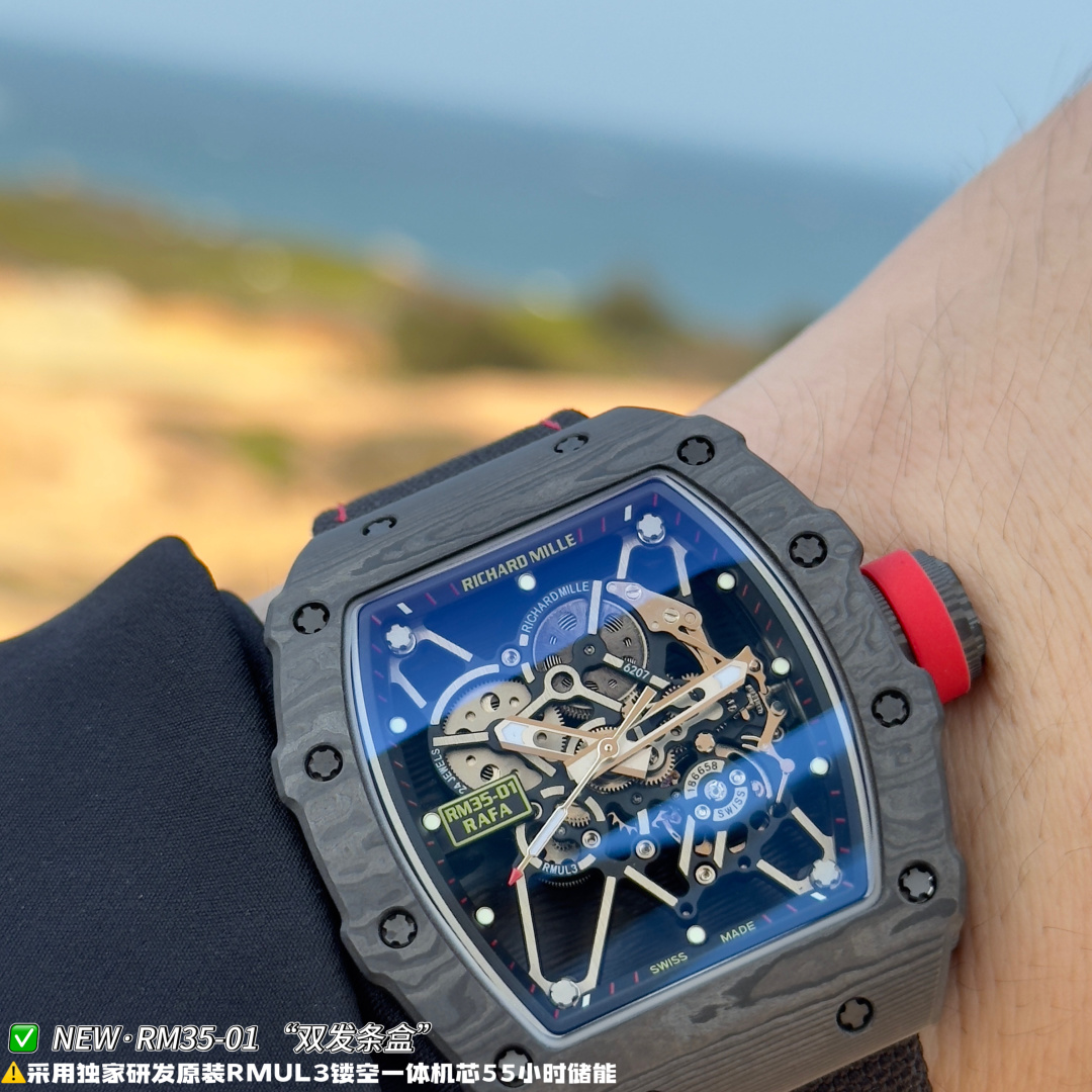 Richard Mille RM 035 RM35-01 Black dial Rubber strap Configuration 0FC32A 1:1 Superclone - Image 8