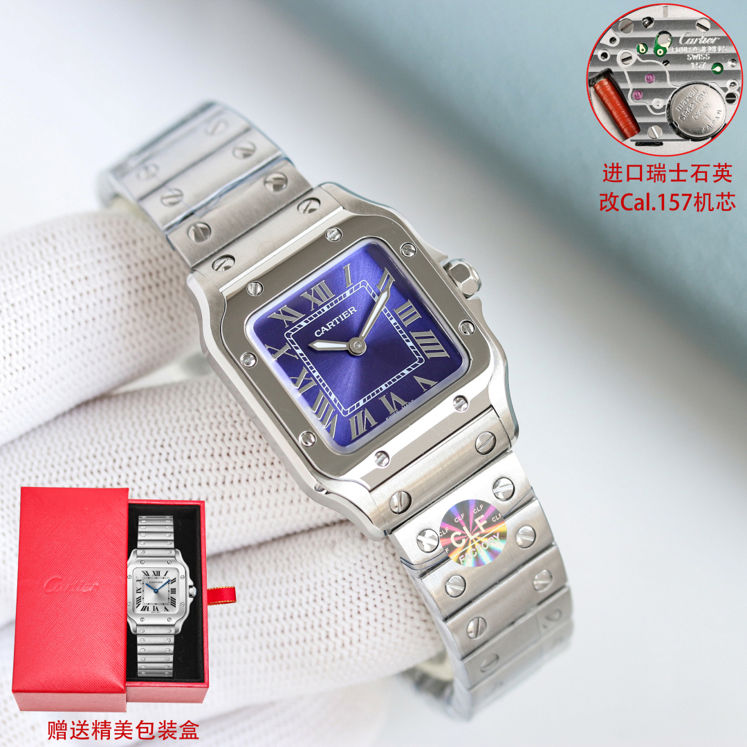 Cartier Santos Silver dial 27 mm CLF Factory Configuration D14A70 1:1 Superclone - Image 7