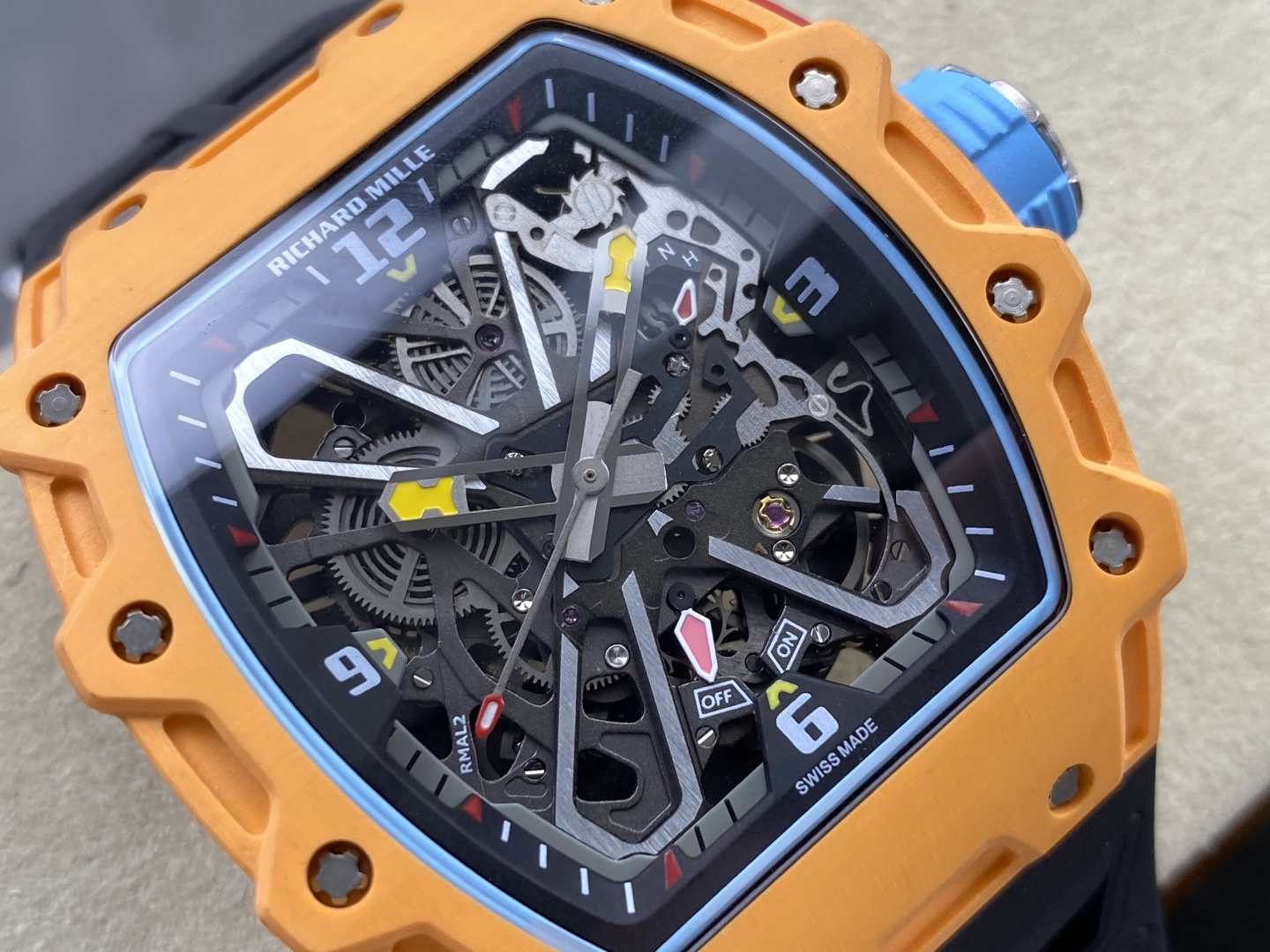 Richard Mille RM 035 RM35 Carbon composite 43.15 x 49.95 mm Skeleton / openworked CLEAN Factory Configuration 78BEE2 1:1 Superclone - Image 11