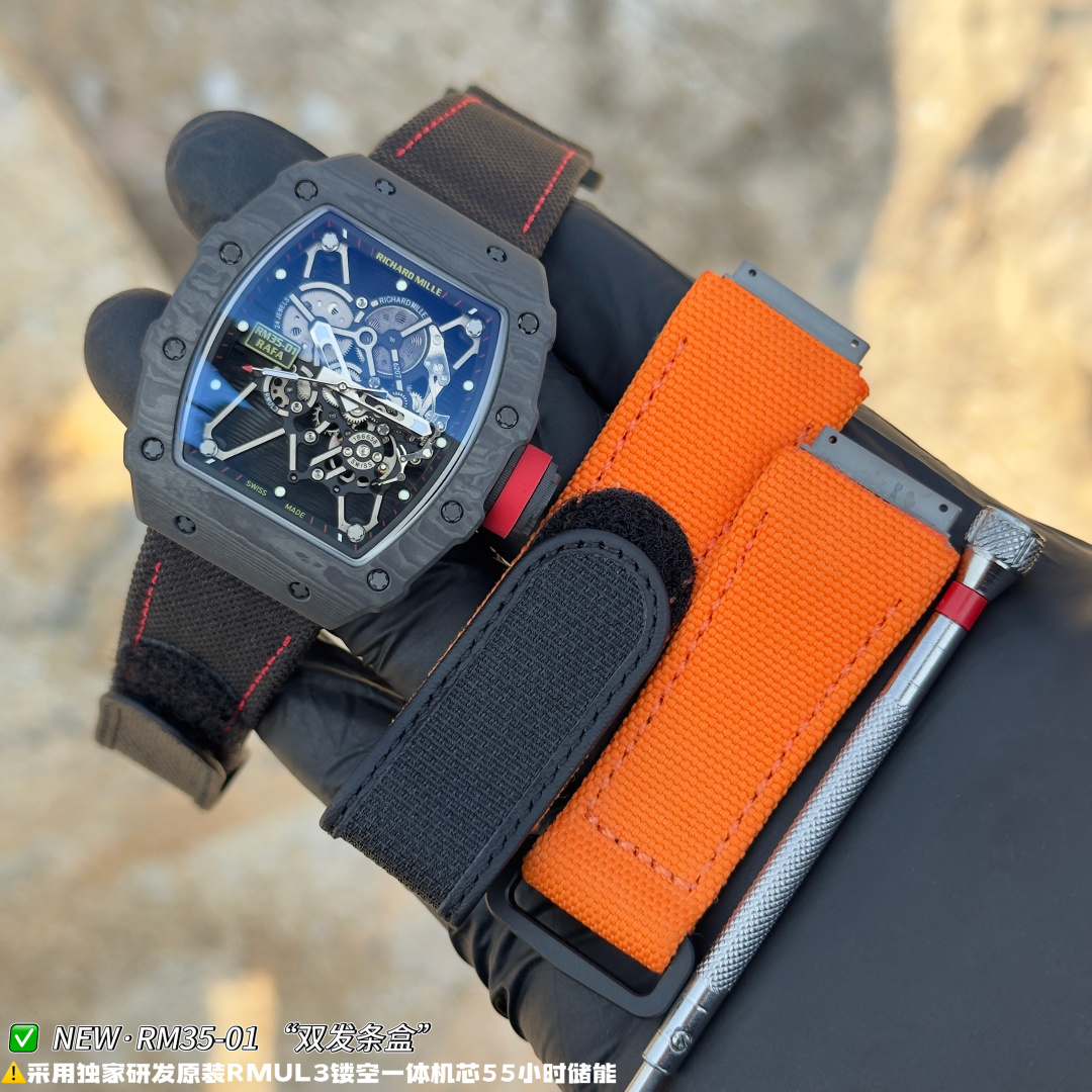Richard Mille RM 035 RM35-01 Black dial Rubber strap Configuration 0FC32A 1:1 Superclone - Image 5