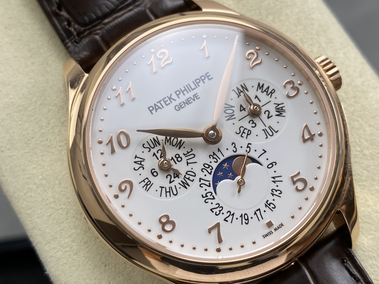 Patek Philippe Grand Complications Leather strap 39 mm Moon phase Automatic 3K Factory Configuration 629021 1:1 Superclone - Image 10