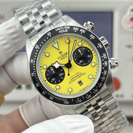 Tudor Black Bay Stainless steel Yellow dial Stainless-steel bracelet 39 mm Configuration FDD96F 1:1 Superclone