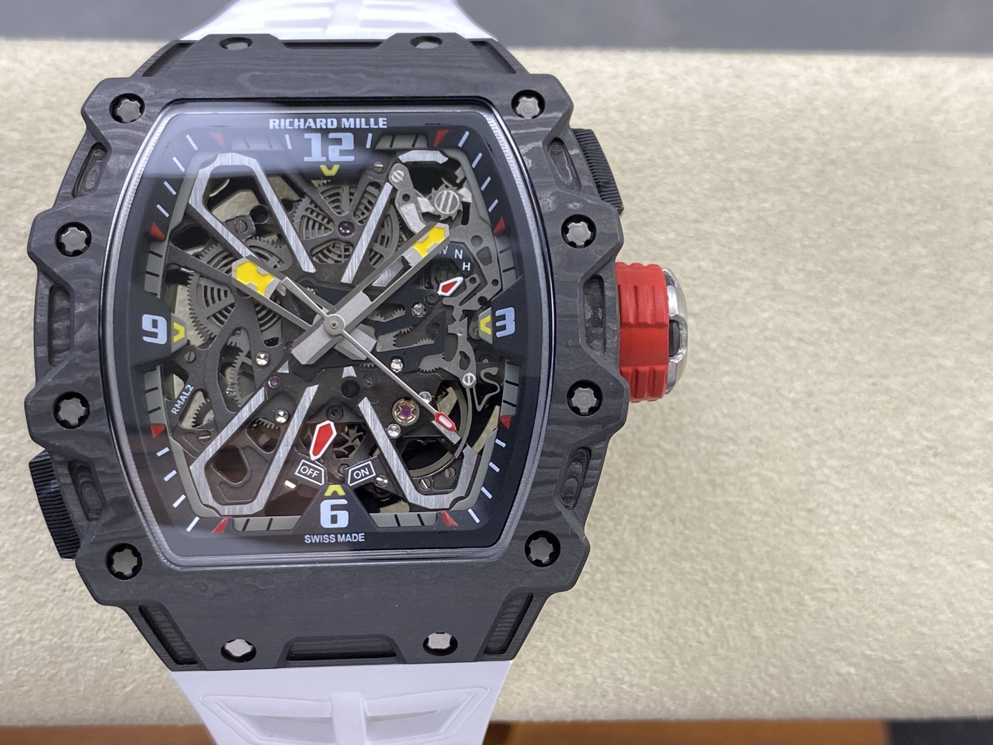 Richard Mille RM 035 RM35 Carbon composite 43.15 x 49.95 mm Skeleton / openworked CLEAN Factory Configuration 684098 1:1 Superclone - Image 12