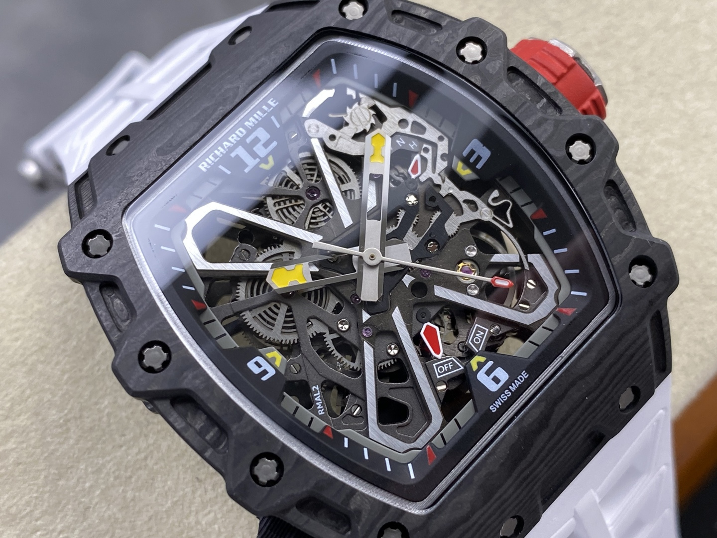 Richard Mille RM 035 RM35 Carbon composite 43.15 x 49.95 mm Skeleton / openworked CLEAN Factory Configuration 684098 1:1 Superclone - Image 10