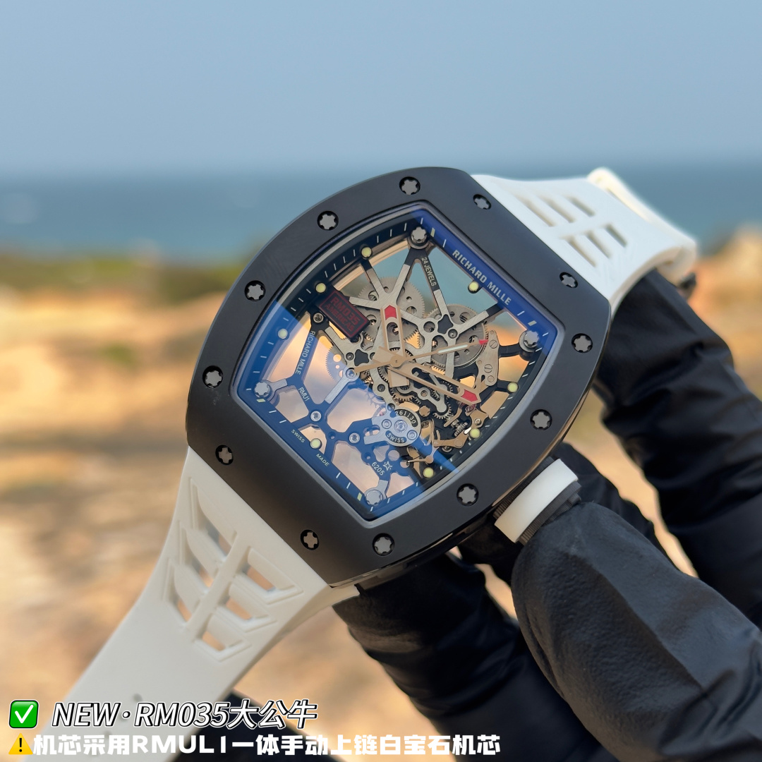 Richard Mille RM 035 RM035 Black Rubber strap Manual-wind Configuration 91937B 1:1 Superclone - Image 5