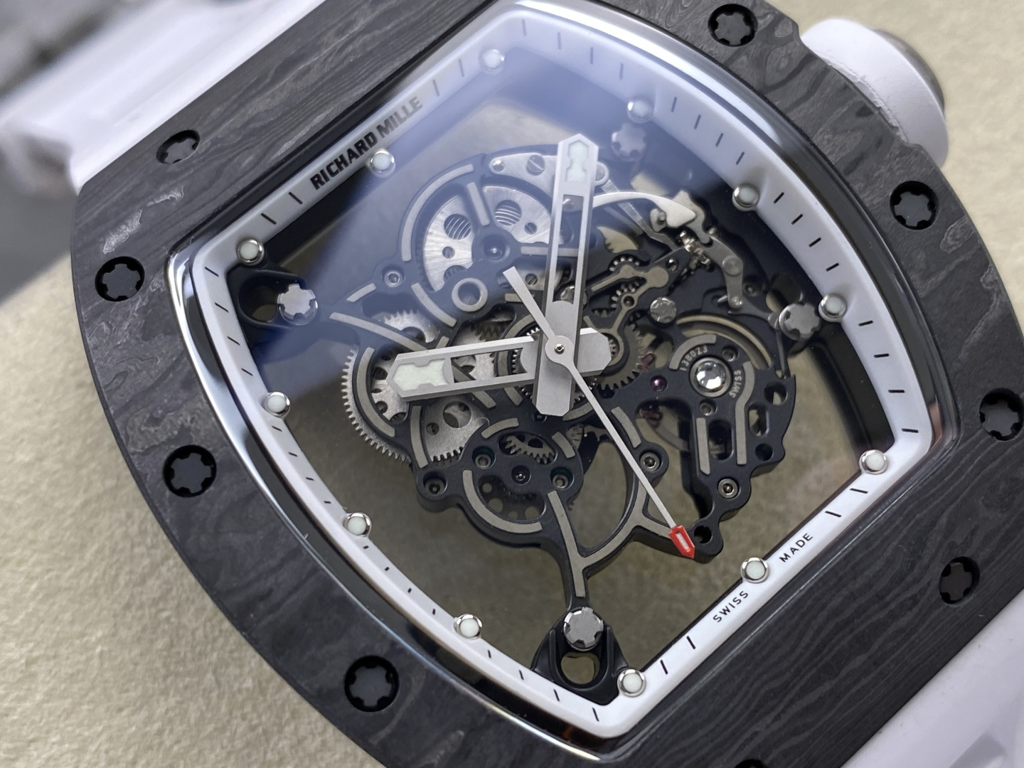 Richard Mille RM 055 RM055 Carbon composite Rubber strap 49.90 x 42.70 mm Configuration 5074DC 1:1 Superclone - Image 9