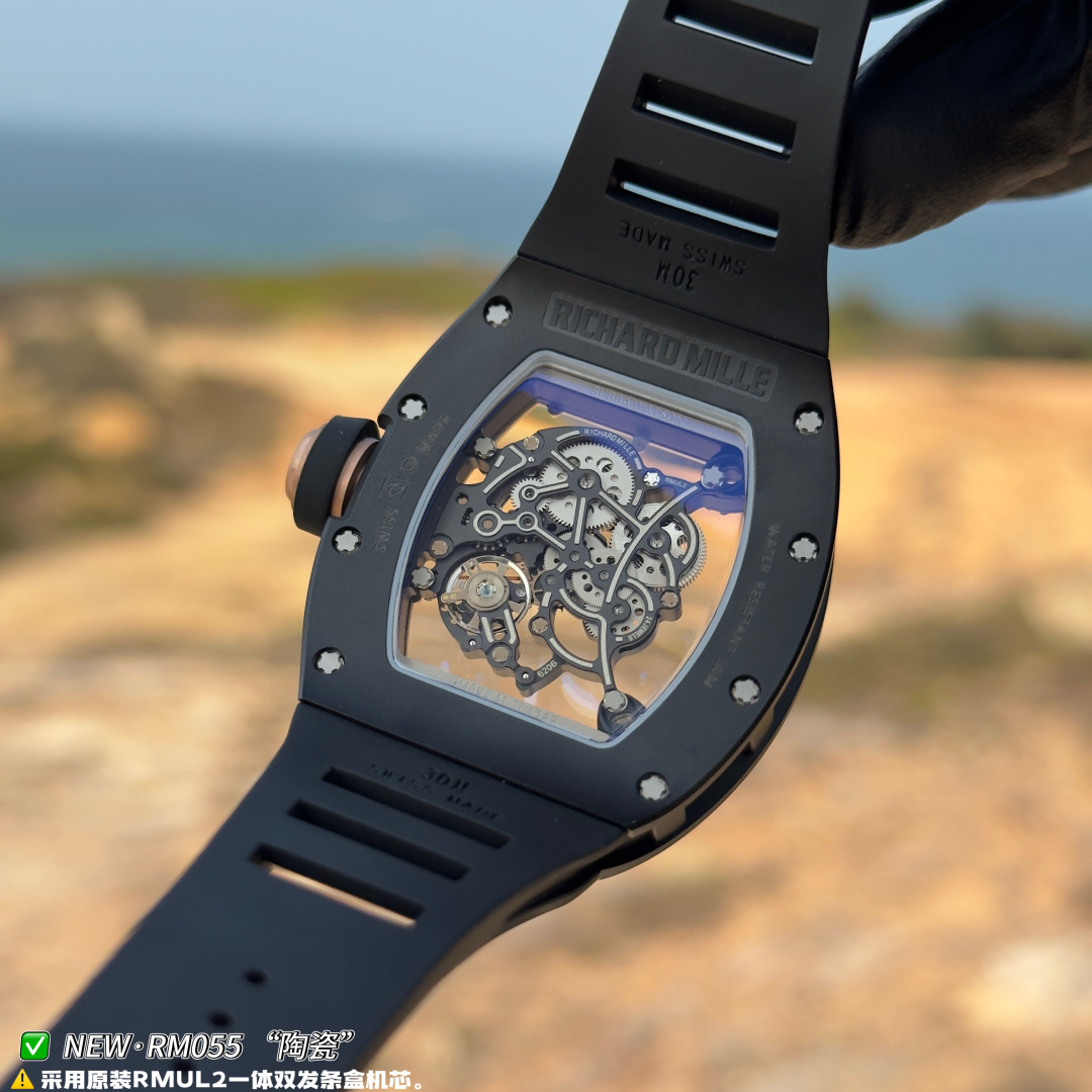 Richard Mille RM 055 RM055 White Ceramic Rubber strap 49.90 x 42.70 mm Configuration 0FBA99 1:1 Superclone - Image 10