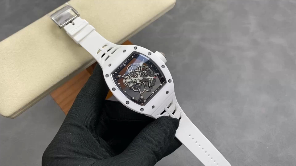 Richard Mille RM 055 RM055 White Ceramic Rubber strap 49.90 x 42.70 mm Configuration 180CB6 1:1 Superclone