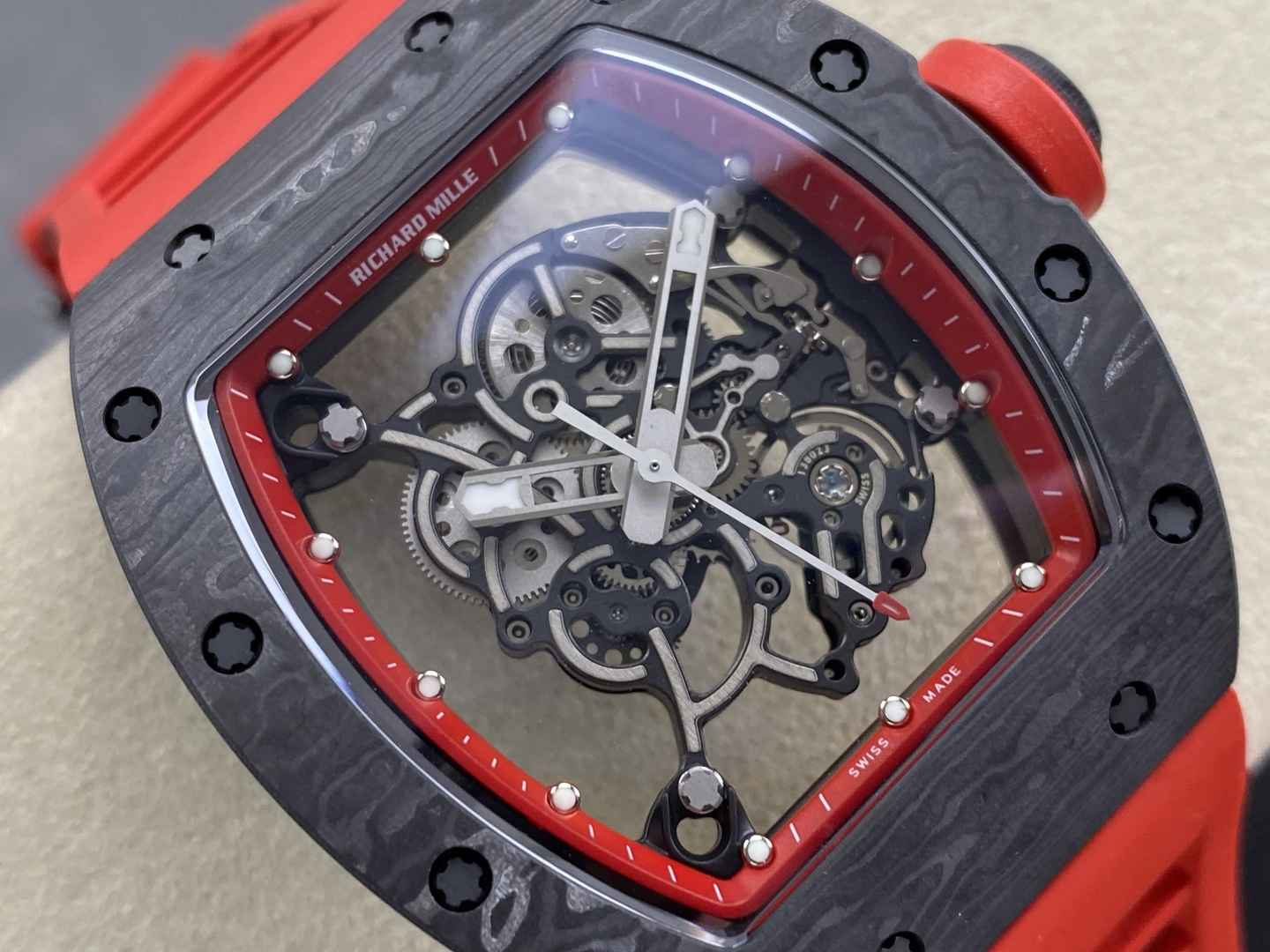 Richard Mille RM 055 RM055 Carbon composite Rubber strap 49.90 x 42.70 mm Configuration 040740 1:1 Superclone - Image 8