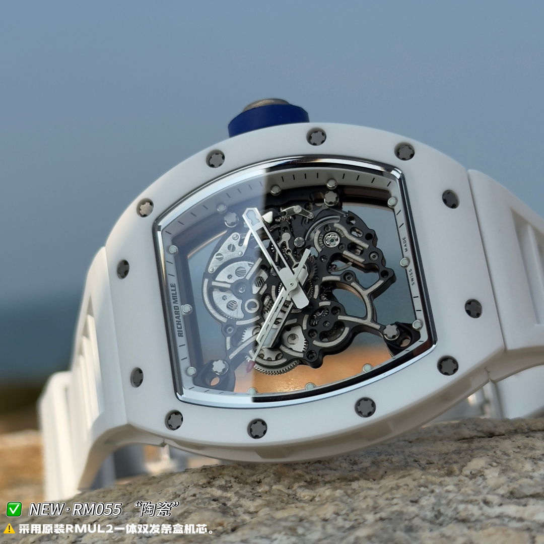 Richard Mille RM 055 RM055 White Ceramic Rubber strap 49.90 x 42.70 mm Configuration B5006C 1:1 Superclone - Image 7