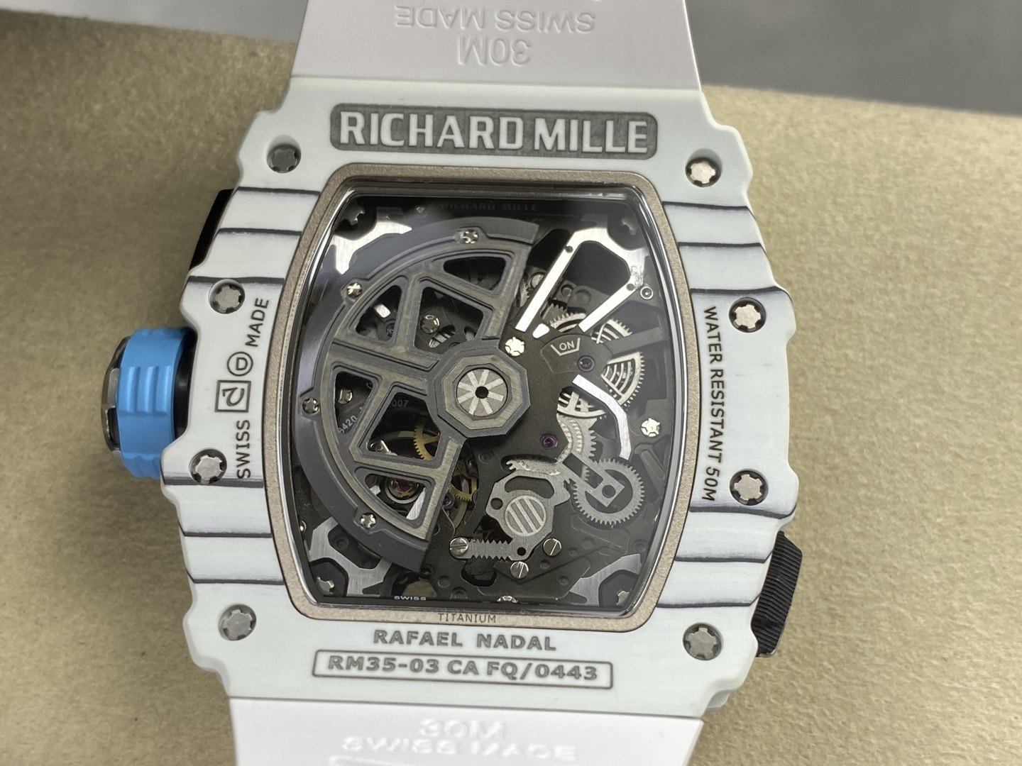 Richard Mille RM 035 RM35 Carbon composite 43.15 x 49.95 mm Skeleton / openworked CLEAN Factory Configuration 1779E8 1:1 Superclone - Image 8