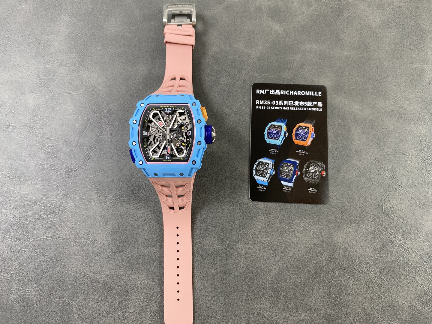 Richard Mille RM 035 RM35 Carbon composite 43.15 x 49.95 mm Skeleton / openworked CLEAN Factory Configuration FDC8A8 1:1 Superclone - Image 8