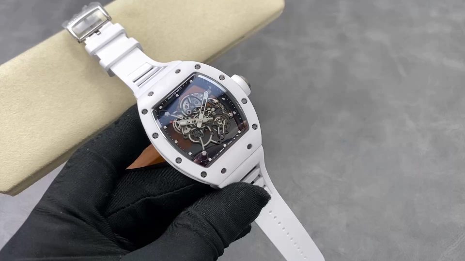 Richard Mille RM 055 RM055 White Ceramic Rubber strap 49.90 x 42.70 mm Configuration F635B6 1:1 Superclone