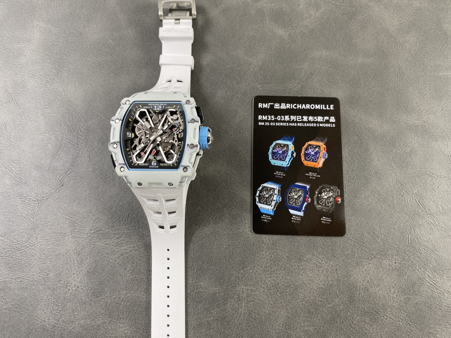 Richard Mille RM 035 RM35 Carbon composite 43.15 x 49.95 mm Skeleton / openworked CLEAN Factory Configuration 1779E8 1:1 Superclone - Image 5