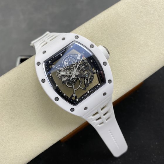 Richard Mille RM 055 RM055 White Ceramic Rubber strap 49.90 x 42.70 mm Configuration 2686B0 1:1 Superclone