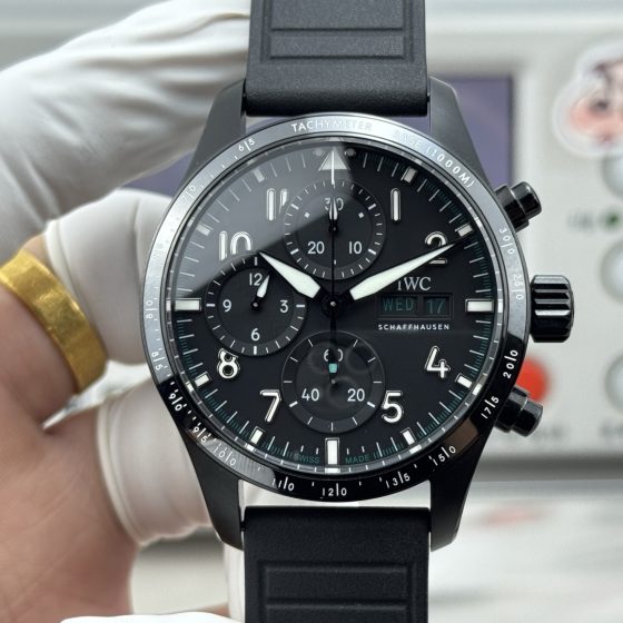 IWC Big Pilot / Pilot's Watches Ceramic Rubber strap 41 mm Chronograph Configuration 9F3CE1 1:1 Superclone