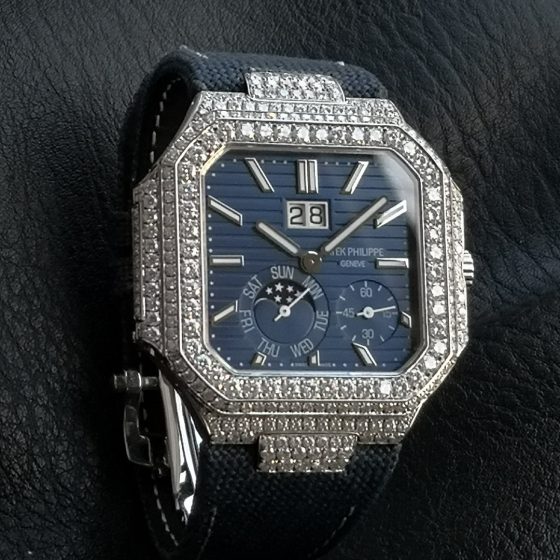 Patek Philippe Cubitus 5822P Platinum Blue dial 44.5 x 44.9 mm Moon phase Configuration 1692BE 1:1 Superclone