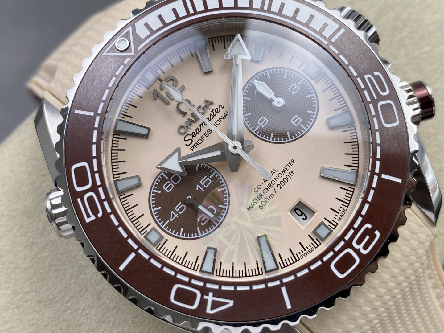 Omega Seamaster 215.32.46.51.01.001 Stainless steel Beige dial Beige 45.5 mm Chronograph ANT Factory Configuration 159138 1:1 Superclone - Image 12