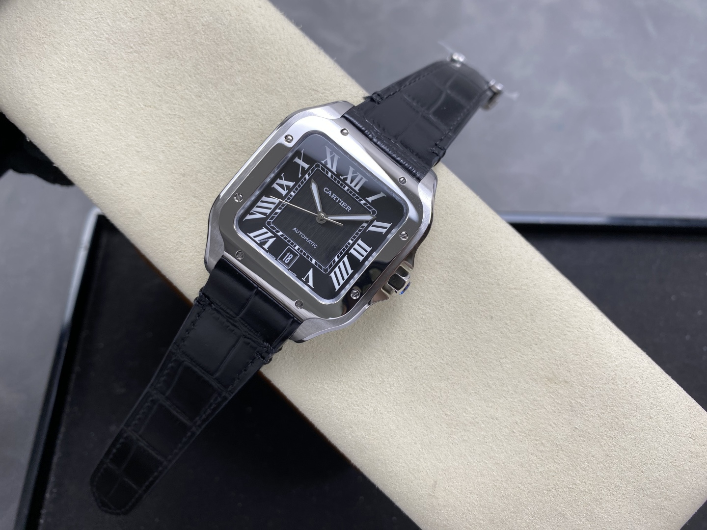 Cartier Santos Stainless steel Rubber strap 39.8 x 47.5 mm Configuration BCAA11 1:1 Superclone - Image 2