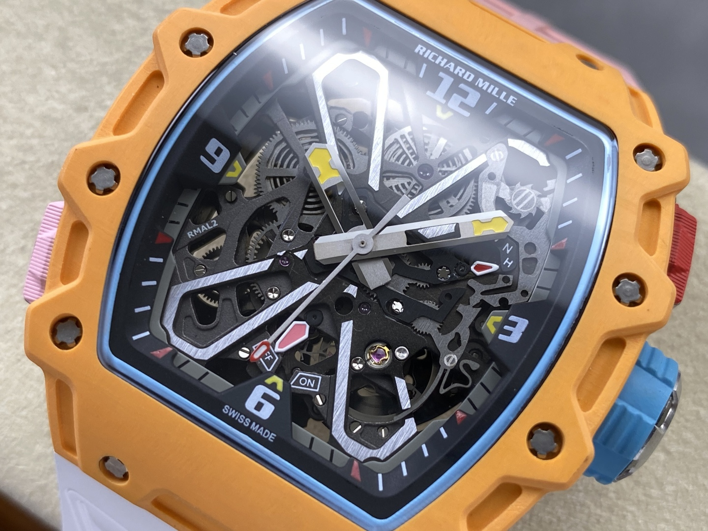 Richard Mille RM 035 RM35 Carbon composite 43.15 x 49.95 mm Skeleton / openworked CLEAN Factory Configuration 09FB4D 1:1 Superclone - Image 10