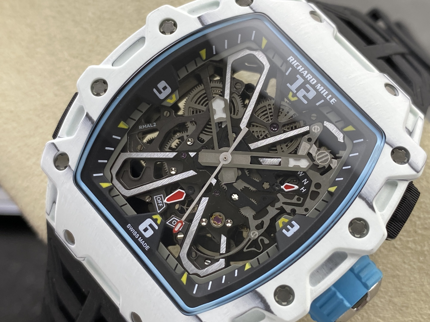 Richard Mille RM 035 RM35 Carbon composite 43.15 x 49.95 mm Skeleton / openworked CLEAN Factory Configuration 37CC1C 1:1 Superclone - Image 9