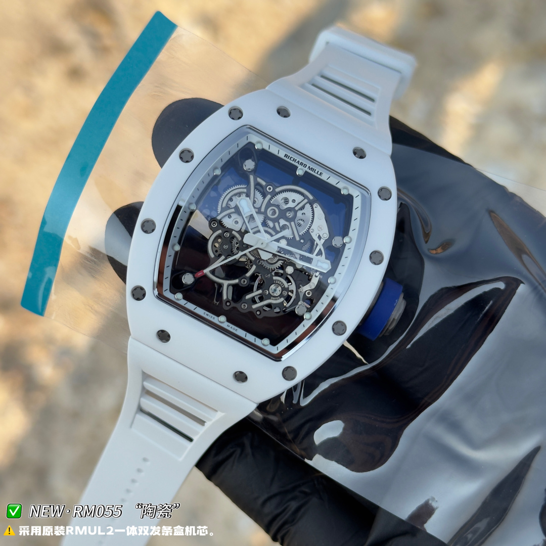 Richard Mille RM 055 RM055 White Ceramic Rubber strap 49.90 x 42.70 mm Configuration B5006C 1:1 Superclone - Image 4
