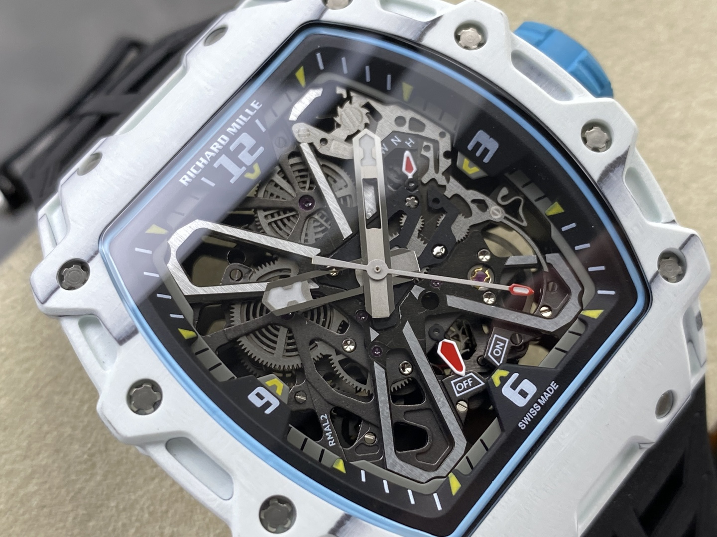 Richard Mille RM 035 RM35 Carbon composite 43.15 x 49.95 mm Skeleton / openworked CLEAN Factory Configuration 37CC1C 1:1 Superclone - Image 10