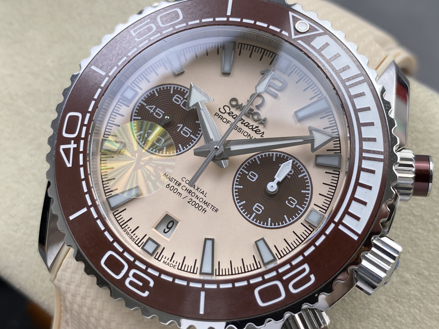 Omega Seamaster 215.32.46.51.01.001 Stainless steel Beige dial Beige 45.5 mm Chronograph ANT Factory Configuration 159138 1:1 Superclone - Image 11
