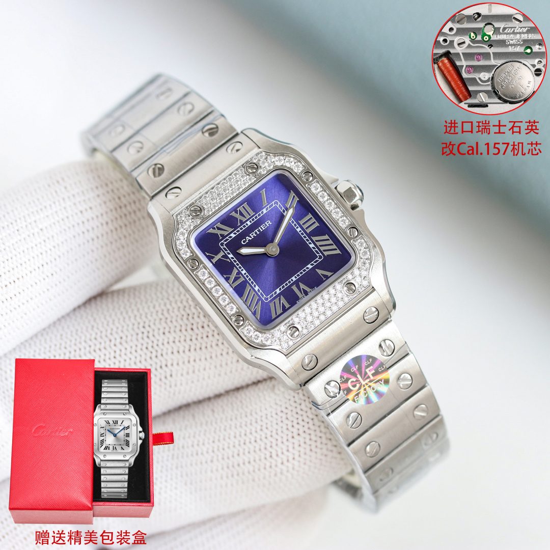 Cartier Santos Silver dial 27 mm CLF Factory Configuration 63DC3C 1:1 Superclone - Image 8