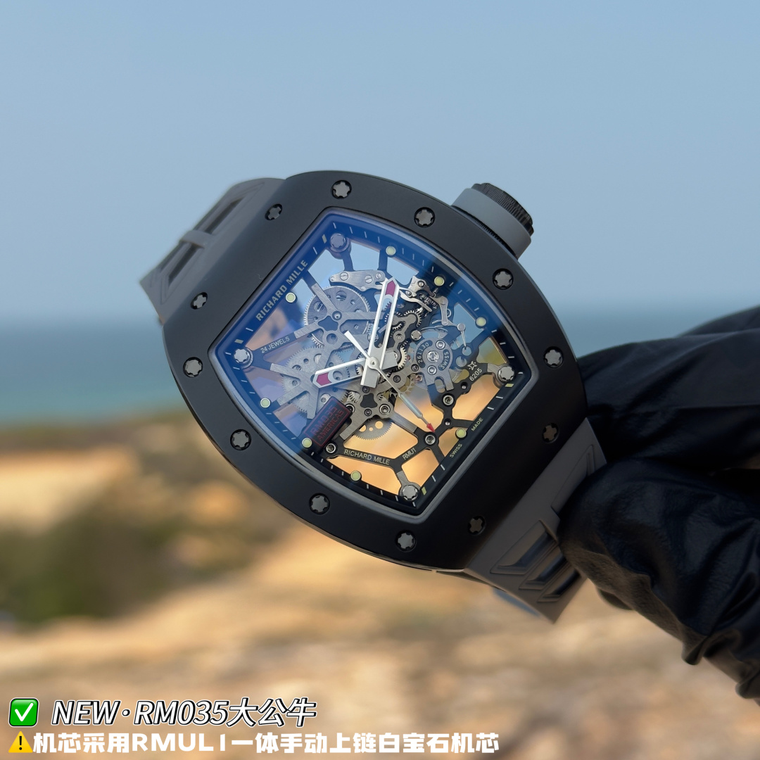 Richard Mille RM 035 RM035 Black Rubber strap Manual-wind Configuration 273667 1:1 Superclone